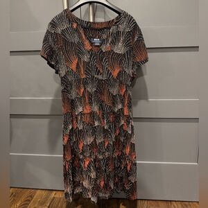 Anthropologie Black and Orange Midi Dress